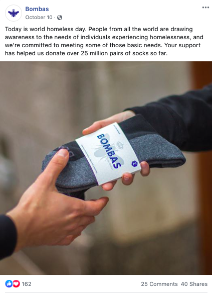 Facebook ads example Bombas