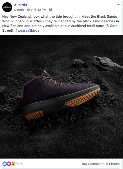 Facebook ads example Allbirds